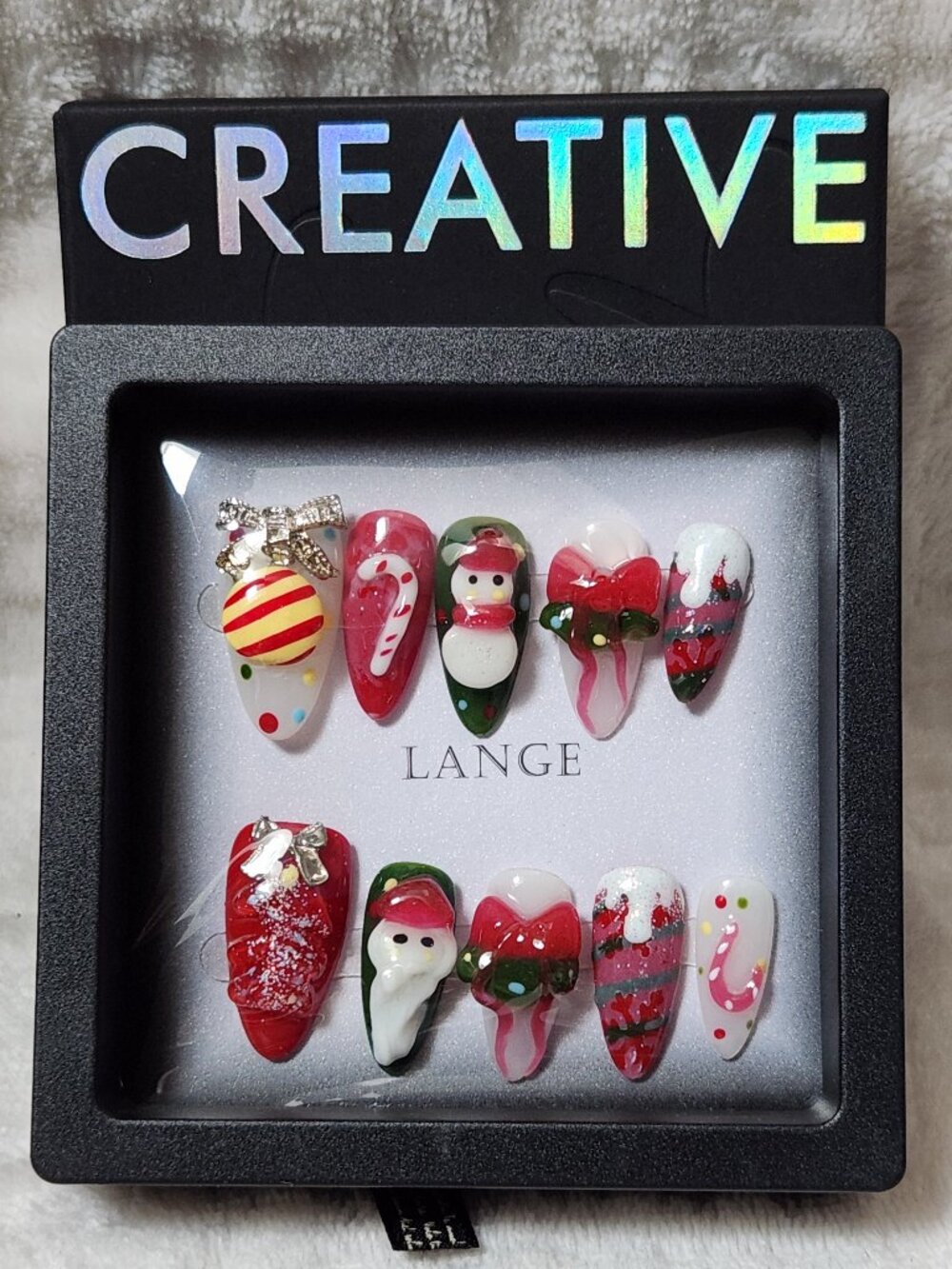 CHRISTMAS 3-D Glue Press-On Acrylic Nails